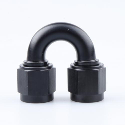 AC PERFORMANCE -6 AN Female to -6 AN Female 180 Degree Swivel Coupler Union Fitting Adapter Aluminum Black - color: Black 180, size: 6AN