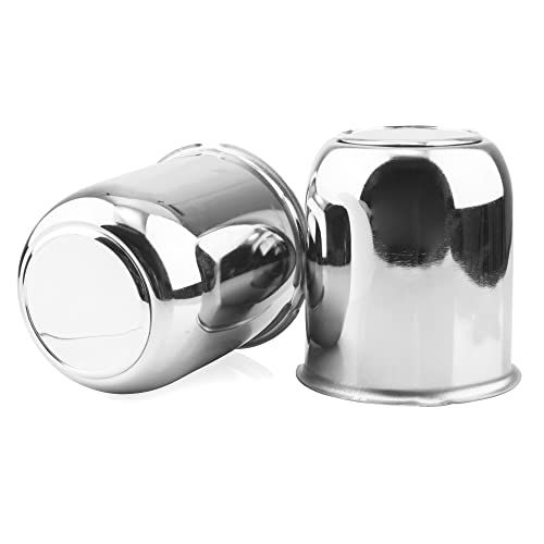 2Pcs 3.19" OD 3.62" H Trailer Wheel Center Caps with Removable Top - color: Chrome, size: 3.19" OD 3.62" H