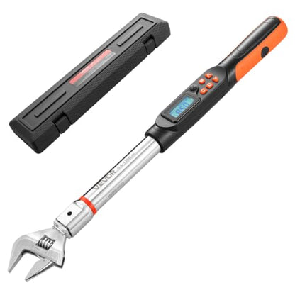 VEVOR Torque Wrench 0-1.5 in Adjustable Jaw Opening Digital Torque Wrench, Open-End Jaw, 4 Display Units, ±2% Accuracy, LCD Screen, with Buzzer and LED Indicator, for Pipe and Automotive Repair - size: 1-1/2"