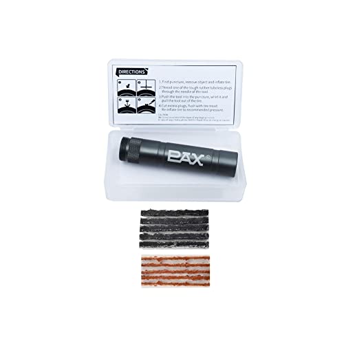 PAX 12 Pcs Tubeless Bike Tire Repair Kit, Includes Storage Canister, Plugger Tool, 10 Pcs Tire Plug Strips, Fast Flat Puncture Fix for MTB, Gravel and Road Bicycle Tires - Dark Gray - color: Dark Gray