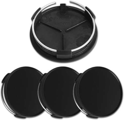 4-Pack 75mm Wheel Hub Caps, Gloss Black - color: Gloss Black