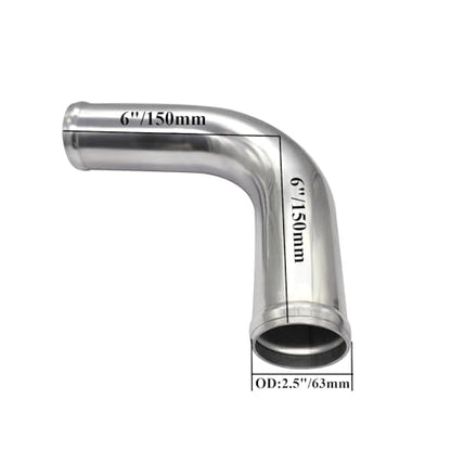 YSIL 2.5" OD 90 Degree Intercooler Pipe Air Intake Tube 12"(300mm) Aluminum - size: OD: 2.5"(63mm), style: 90 Degree