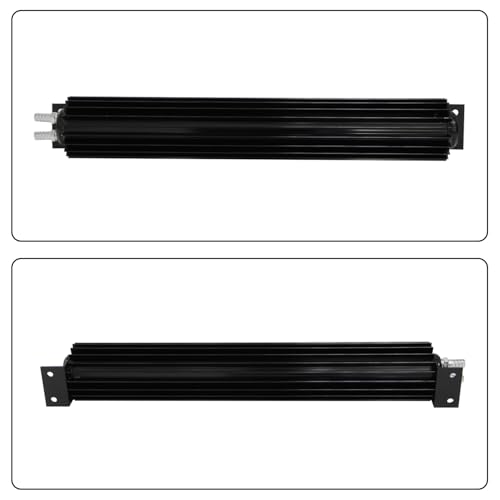 Universal 18'' Aluminum Dual Pass Finned Transmission Oil Cooler W/Fittings Black - color: Black, size: 18''
