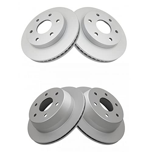 TRQ Front & Rear Brake Coated Rotor Kit 4 Piece Set - style: BKA14798