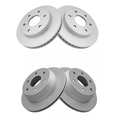 TRQ Front & Rear Brake Coated Rotor Kit 4 Piece Set - style: BKA14798