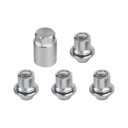 Zpana 5PCS M12 x 1.5 Car Wheel Lock Lug Nut Kit, OEM#00276-00900 Vehicle Chrome Anti-Theft Locking Lug Nut with Key, Compatible with Avalon IM TC Matrix Mirai Prime MR2 C-HR