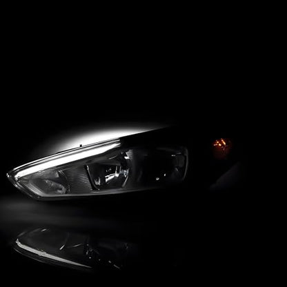 Headlights Assembly w/LED DRL For 2015-2018 Ford Focus MK3 Black Left+Right - color: For 2015-2018 Focus