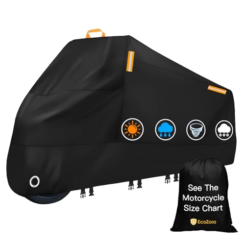 300D Heavy Duty Motorcycle Cover Waterproof Outdoor Storage - size: XL = 108" x 42" x 50"