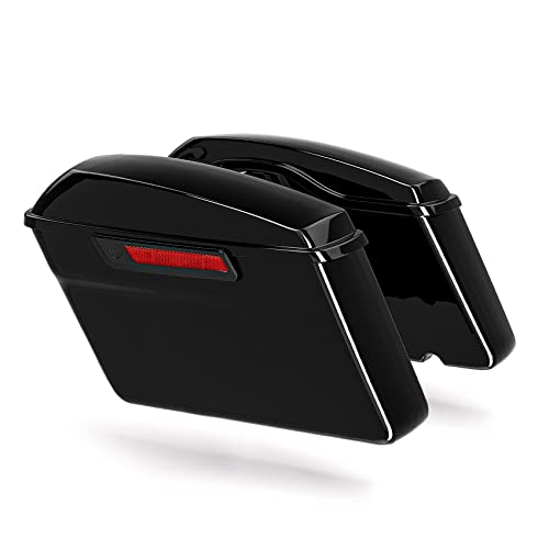 TCMT Vivid Black Hard Saddlebags Saddle Bags Fits For Harley 2014-2024 Road King Electra Glide - color: Vivid Black Black Latches, size: Standard Saddlebags
