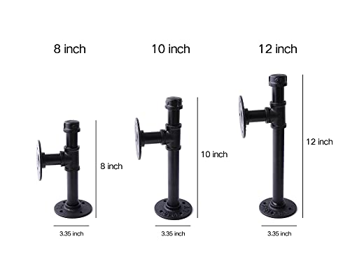 3/4" Industrial Pipe Shelf Brackets, Black Iron Wall Mounted DIY Shelving Brackets Hanging Custom Pipe Brackets for Floating Shelves (2, 10 Inch) - size: 10 Inch