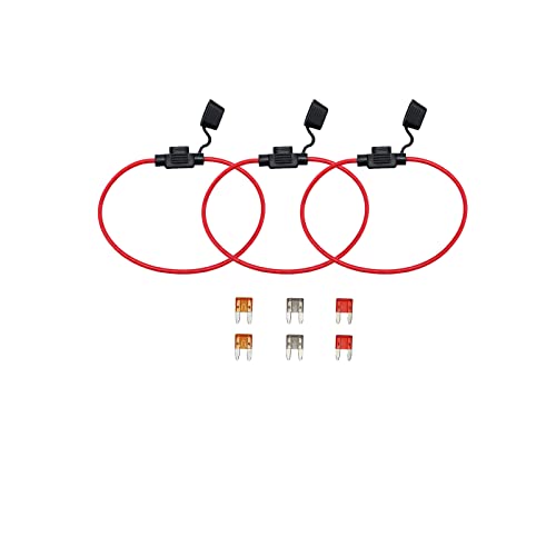 Automotive Car Truck in-line 16 Gauge Fuse Holder for Mini Blade Type Fuse 3 Pieces + 6 Pieces Mini Blade Fuse 5Apm 7.5Apm 10Apm - size: Mini