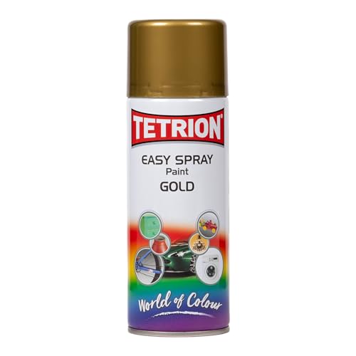 Tetrion Easy Spray Paint – Gold 400ml - Long-Lasting, All-Purpose Acrylic Spray for Indoor & Outdoor Use – Great for Wood, Metal, Plastic & More, 13.5 Oz - color: Gold, size: 13.5 Ounce (Pack of 1)
