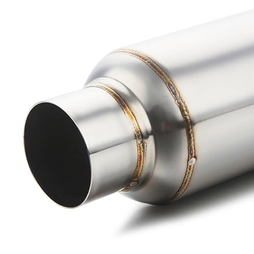 LCGP 2.5'' Inlet & Outlet Universal Muffler, 11.5'' Overall Length Stainless Steel Resonator 2 Pack - color: Silver, size: 2.5" Inlet 11.5" Long-2 Pack