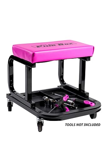 The Original Pink Box Rolling Creeper Seat with Tool Tray