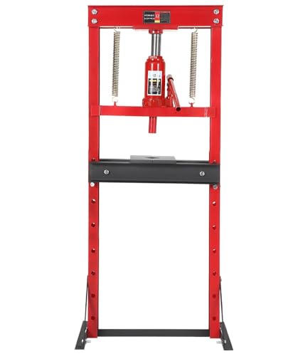 12 Ton Hydraulic Shop Press, Heavy-Duty H-Frame Garage Floor Press with Stamping Plates, Adjustable Height Bearing Press for Metal Straightening, Bending, Parts Pressing & Automotive Repair