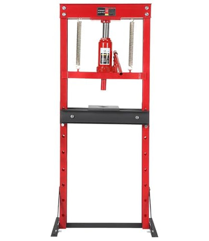 12 Ton Hydraulic Shop Press, Heavy-Duty H-Frame Garage Floor Press with Stamping Plates, Adjustable Height Bearing Press for Metal Straightening, Bending, Parts Pressing & Automotive Repair