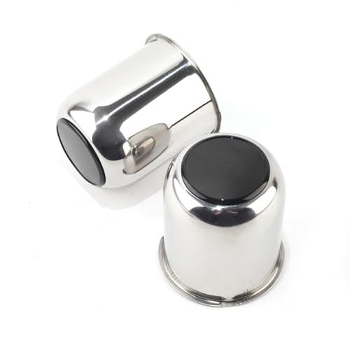 2Pcs 3.19" Stainless Trailer Wheel Center Caps, 3.62" H Chrome - color: Chrome+Gloss Black Top Cover, size: 3.19" Hub 3.62"H