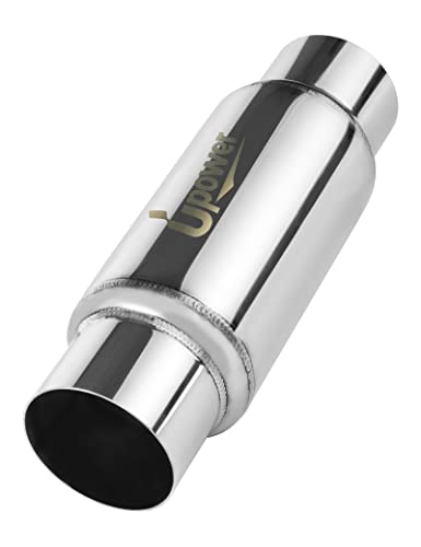 UPOWER 3" Inlet&Outlet Exhaust Resonator,12" Overall Length Center Straight Through Stainless Steel Muffler,Polished - size: 3" Inlet 12" Overall Length