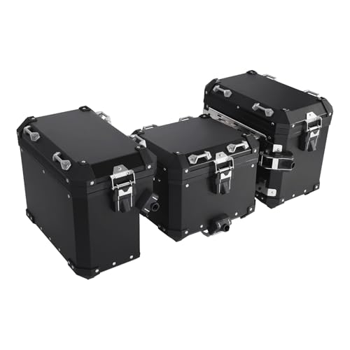 TCT-MOTORPARTS Trunk Saddlebags Pannier Side Case Luggage Bag Fits for BMW F850GS F900GS R1200GS - color: Black Saddlebags (48L)+Trunk (38L)