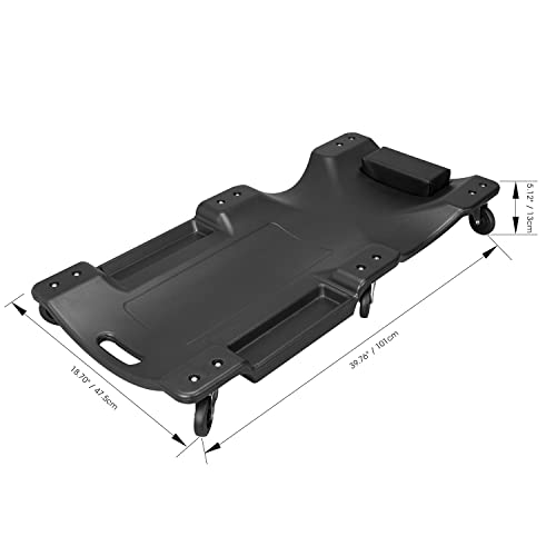 Big RED ATRP6240BR Blow Molded Plastic Rolling Garage/Shop Creeper: 40" Mechanic Cart with Padded Headrest and 6 Casters, 280 LBS, Black - style: Creeper-40inch-Black