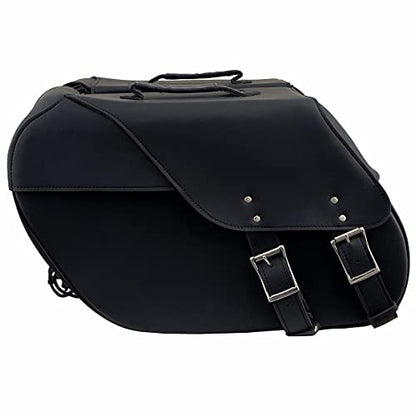 Milwaukee Leather PVC 2-Strap Throw-Over Easy Zip off and off Motorcycle Saddlebags - LG - color: SH669ZB-BLACK, size: Large