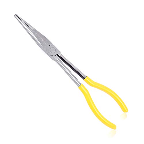 SPEEDWOX 11 Inches Long Reach Needle Nose Pliers Long Nose Pliers Straight Serrated Jaws - style: Straight