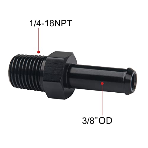 EVIL ENERGY 1/4" NPT Male to 3/8" Barb Fitting Adapter Straight Aluminum Black 2PCS - size: 1/4 NPT to 3/8 Brab
