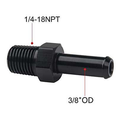 EVIL ENERGY 1/4" NPT Male to 3/8" Barb Fitting Adapter Straight Aluminum Black 2PCS - size: 1/4 NPT to 3/8 Brab