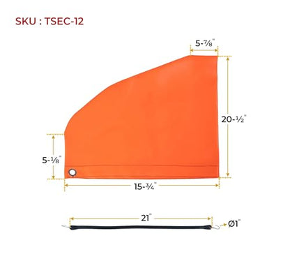 (2 Pack) Orange 12" Turbo Saver Exhaust Cover & 21" Rubber Snap Tie w/Hook - Weather Resistant PVC Turbo Cover to Protect Equipment at High Speeds & Excessive Airflow During Transport - size: 12 Inch, style: 2 - Pack