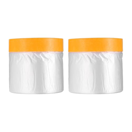 HARFINGTON 2pcs Pre-Taped Masking Film 11.8" x65ft w Plastic Sheeting,Clear - color: Clear, size: 11.8"x65ft