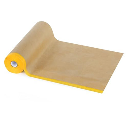 Voomey Pre-Taped Masking Paper for Painting - 20 inch x 82 feet Tape and Drape Painters Paper, Paint Adhesive Protective Paper Roll for Covering Skirting, Frames, Cars and DIY Projects - size: 500mm*25m, style: Standard Roll