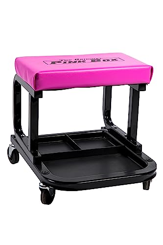 The Original Pink Box Rolling Creeper Seat with Tool Tray