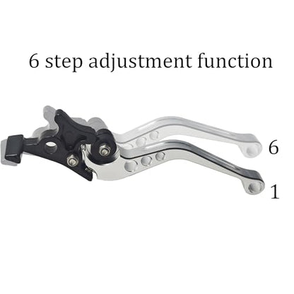 1 Pair Silver Motorcycle Brake Clutch Levers, CNC Aluminum Alloy Handle Set for Scooter Motorbike, Adjustable Replacement Parts - color: Silver