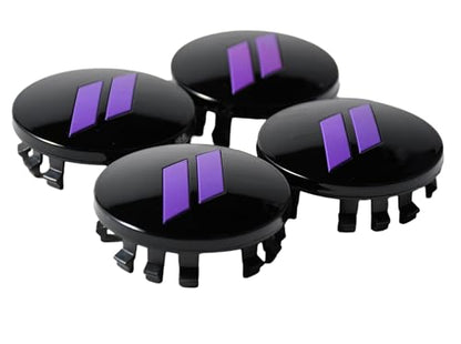(Set of 4) Purple 63mm=2.5 inches // Slash Wheel Center Cap Covers HubCap Emblem Badge Trim for Dodge Charger Challenger Durango Hornet Dart R/T SRT Magnum Nitro Journey Caliber Avenger - color: Purple // on gloss black cap