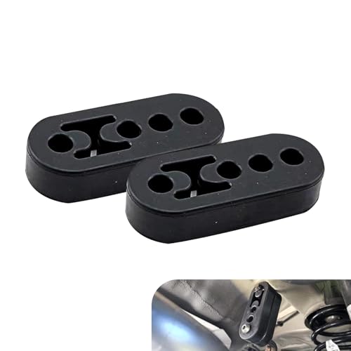 2 PCS Rubber Exhaust Hangers, 4 Holes Adjustable Muffler Hanger, Universal Muffler Exhaust Hanger System, Heavy Insulator Support Bushing Mount, Universal Tailpipe Damping Bracket (Black)