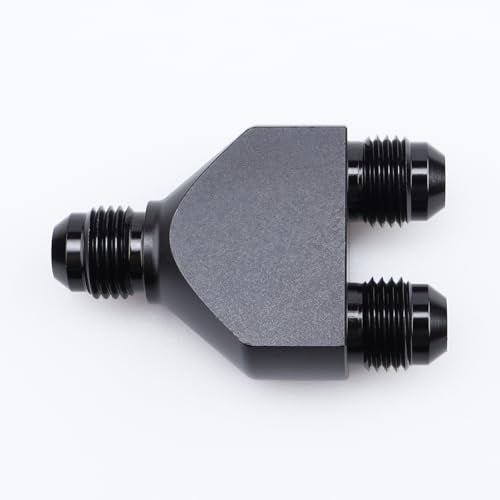 AC PERFORMANCE -6 AN In to -6 AN Out Y Block Splitter Fuel Fitting Aluminum Black - color: Black, size: 3 x 6AN