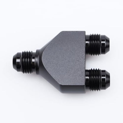 AC PERFORMANCE -6 AN In to -6 AN Out Y Block Splitter Fuel Fitting Aluminum Black - color: Black, size: 3 x 6AN