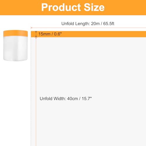 HARFINGTON 12 Rolls Pre-Taped Masking Film 15.7" x65.6ft Tape and Drape Painters Plastic Drop Cloth Film with Tape Plastic Sheeting for Automotive Painting Covering - color: Yellow, size: 15.7"x65.6ft