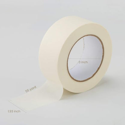 Lichamp Wide Masking Tape 2 inches, 1pc General Purpose Beige Masking Tape White Masking Paper, 1.95 inches x 55 Yards (Pack of 2) - size: 1.93 inches (Pack of 2)