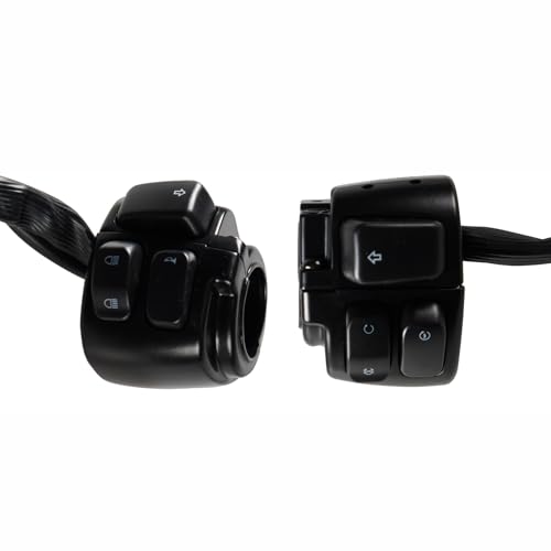 BHB Motorcycle 1" Handlebar Switches Control and Wiring Harness Compatible with Harley Softail 1996-2012 Dyna Sportster V-Rod (Black) - color: Black