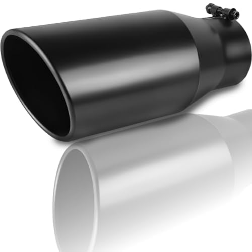 Mupera 3.5 Inch Inlet Exhaust Tip, 5" Outlet, 12" Long - size: 3.5" Inlet 5" Outlet 12" Length Black