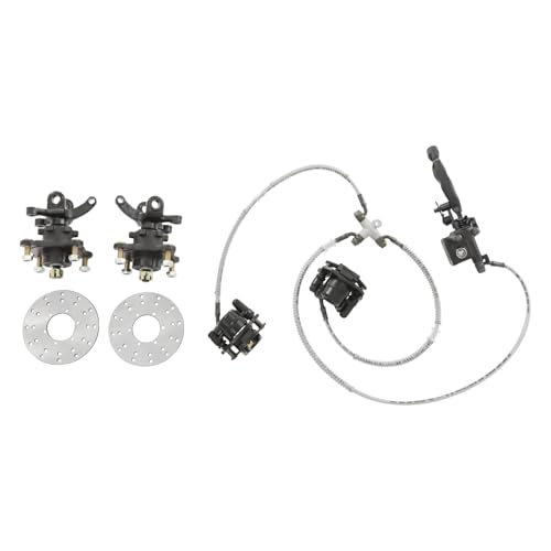 Front Steering Knuckle Assembly Kit for 125cc 150cc 200cc 250cc ATV UTV, 2 Steering Knuckle Spindles+2 Brake Disc Rotors+1 Brake Caliper, Direct Fit Replacement Steering Complete Kit - size: B
