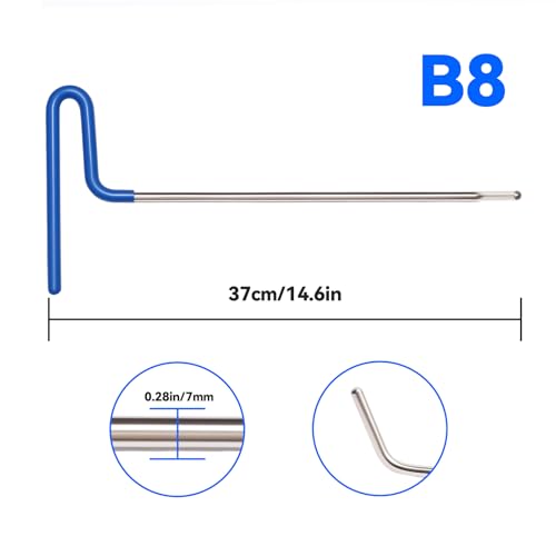 LadyRosian Dent Removal Rods Kit, 3 Pcs Short B Style Rods Auto Body Dent Repair Tools for Door Dings and Hail Damage, Paintless Dent Removal Tool