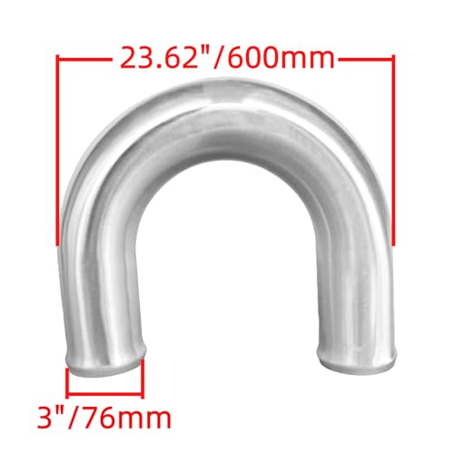 3" (76mm) OD 180 Degree Aluminum Alloy Tube Intercooler Pipe 23.5in (600mm) Length Air Intake Tube Aluminum Intercooler Pipe Aluminum Pipe Tube Brushed Finish Silver - size: L: 23.62"(600mm) 180 degree