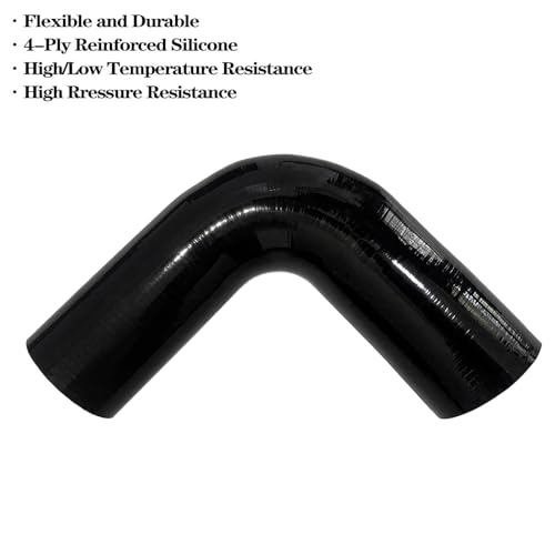 2.75"-3" 90 Degree Reducer Silicone Elbow Coupler 8" Leg Length - size: ID: 2.75" to 3" (70mm to 76mm)