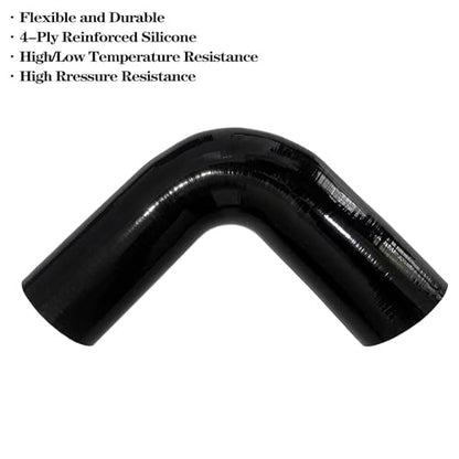 2.75"-3" 90 Degree Reducer Silicone Elbow Coupler 8" Leg Length - size: ID: 2.75" to 3" (70mm to 76mm)