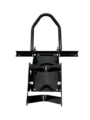 MaxxHaul Motorcycle Wheel Chock - Pivoting Self-Locking Cradle - Fits 14 to 21 Inch Tires - Universal Trailer and Garage Stand (80077) - color: Black