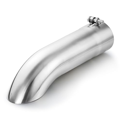 LCGP 3 Inch Inlet Turn Down Exhaust Tip, 3 Inch Inside Diameter Inlet, 12’’ Length Stainless Steel Turn Down Exhaust Pipe - size: 3 Inch, style: Silver