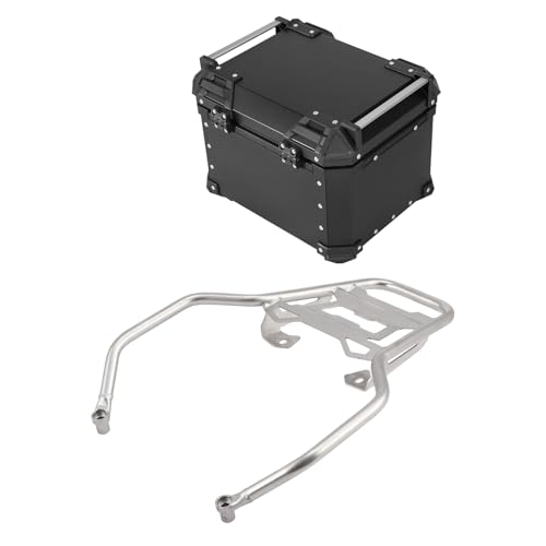 TCT-MOTORPARTS Black 45L Top Case Trunk Tail Box+Luggage Mount Rack Fits for BMW R1200GS LC 2013-2018 R1250GS LC 2019-2023 - color: Black Tail Luggage Box (45L)+Rack