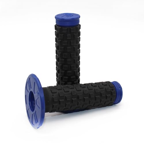 Bittwee 2PCS Motorcycle Hand Grip, 7/8'' 22mm 24mm Left Right Rubber Motorbike Pillow Thruster Grips, Anti-Slip Racing Handlebar Grips, Universal for Motocross Scooter Dirt Bike (Blue/Black) - color: Blue/Black